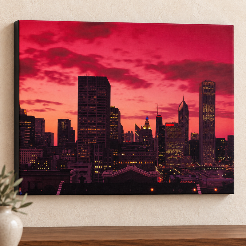 Chicago skyline and landmark canvas art