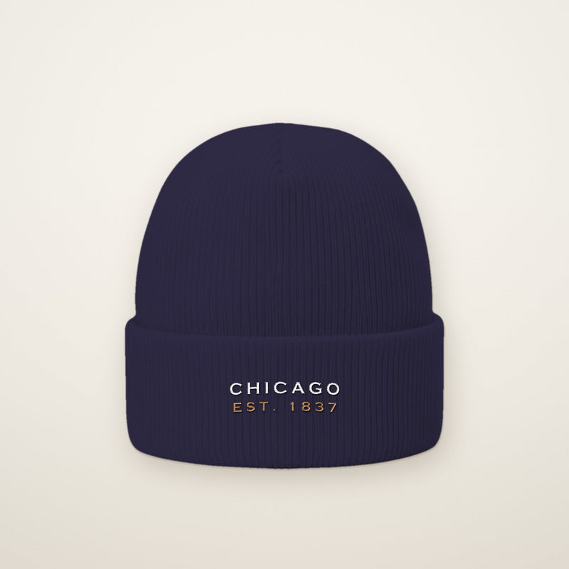 Navy Chicago Est. 1837 embroidered beanie