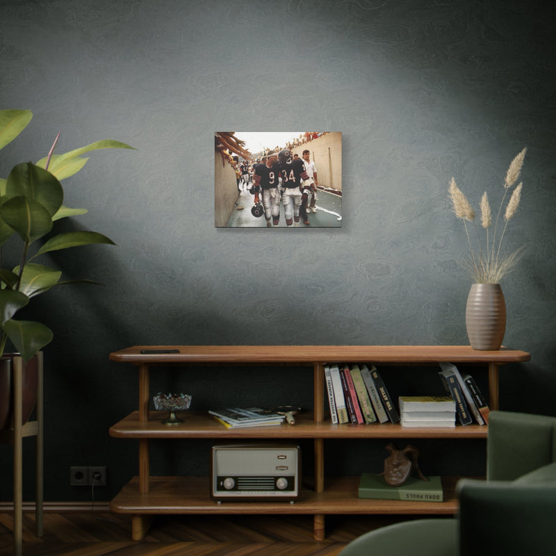Walter Payton and Jim McMahon canvas in a living room