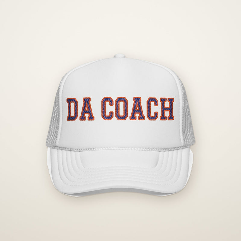 Embroidered Chicago trucker hat on an ivory backdrop