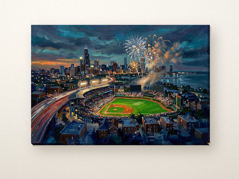 Chicago South Side ballpark canvas on a light wall