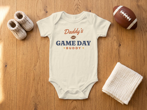 Daddy's Game Day Buddy baby bodysuit, natural