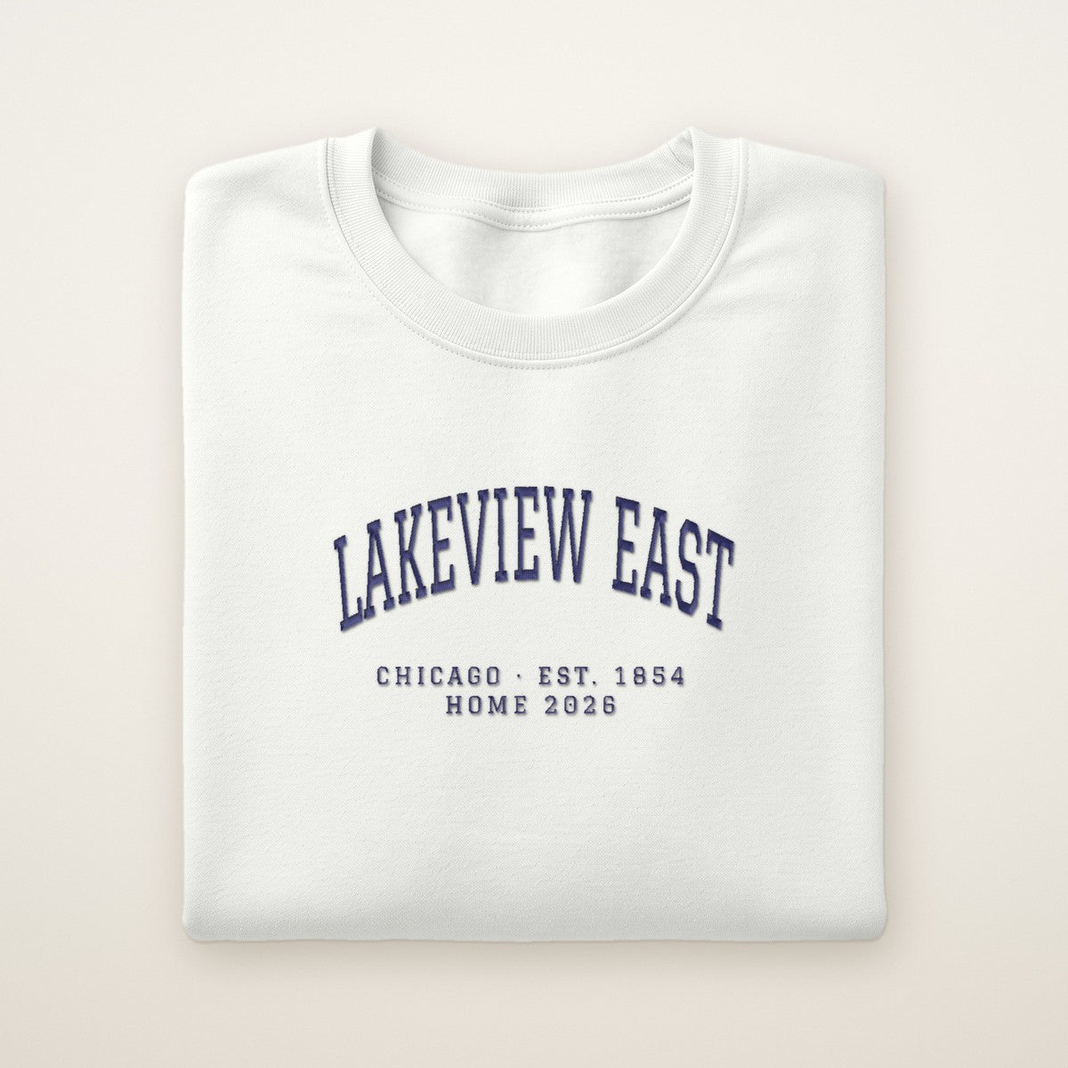 Lakeview East Chicago Home 2026 Embroidered Crewneck — Navy Thread