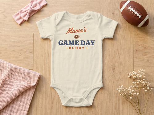 Mama's Game Day Buddy baby bodysuit, natural