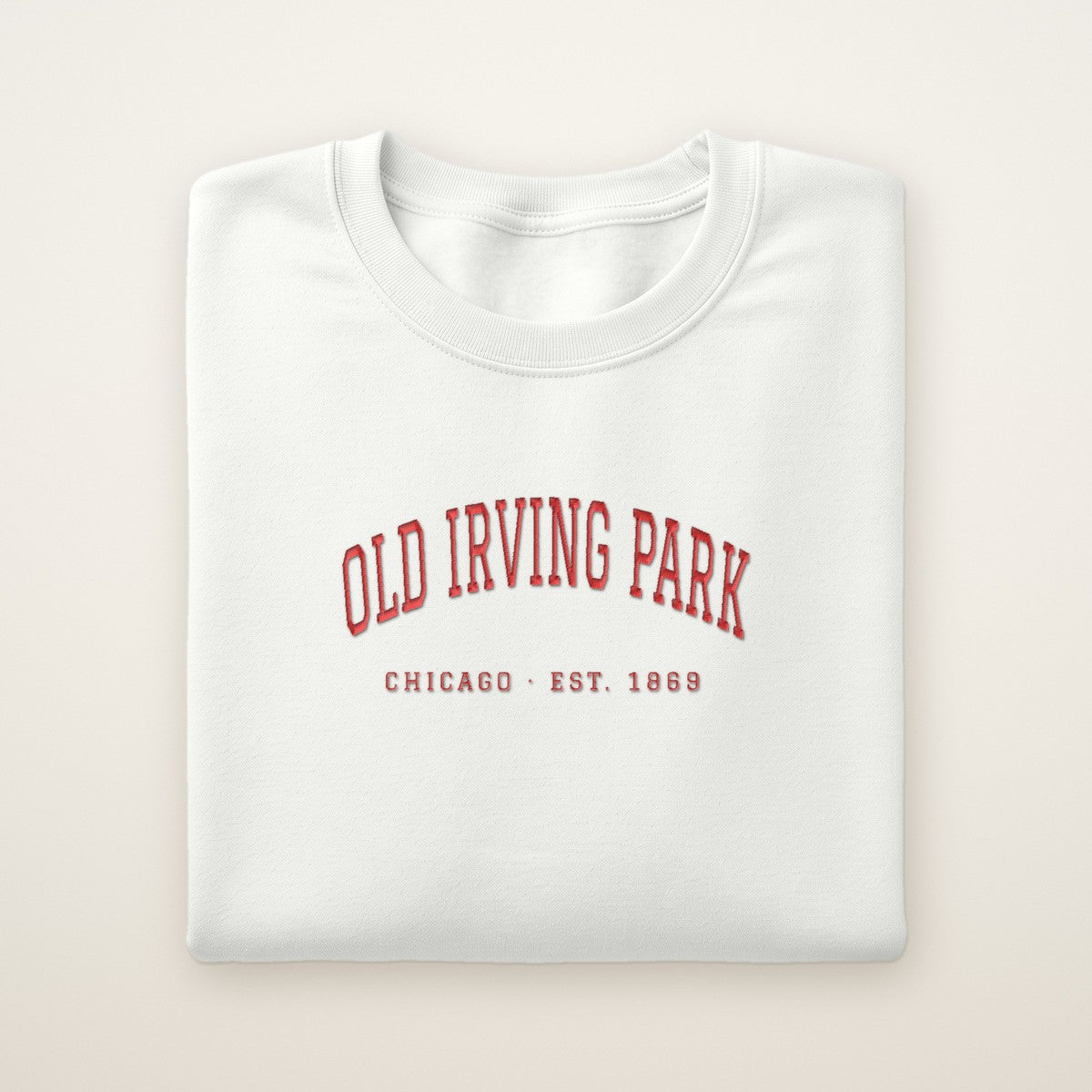 Old Irving Park Chicago Embroidered Crewneck — Red Thread