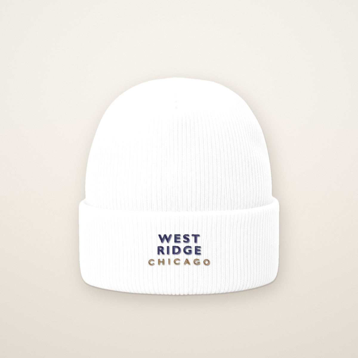 West Ridge Chicago Embroidered Cuffed Beanie — Navy Thread