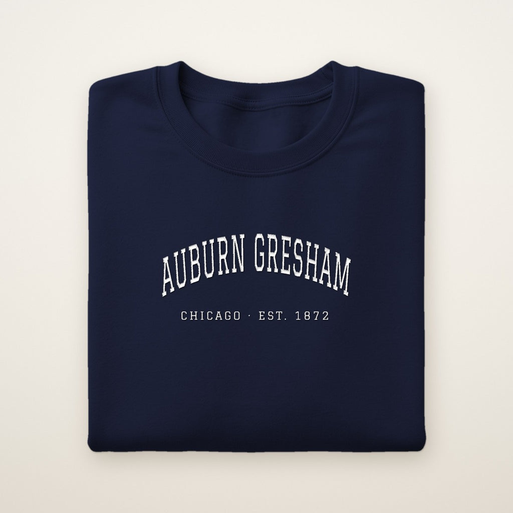 Auburn Gresham Chicago Embroidered Crewneck — White Thread