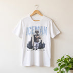 Caleb Williams Iceman t-shirt in white on a wooden hanger
