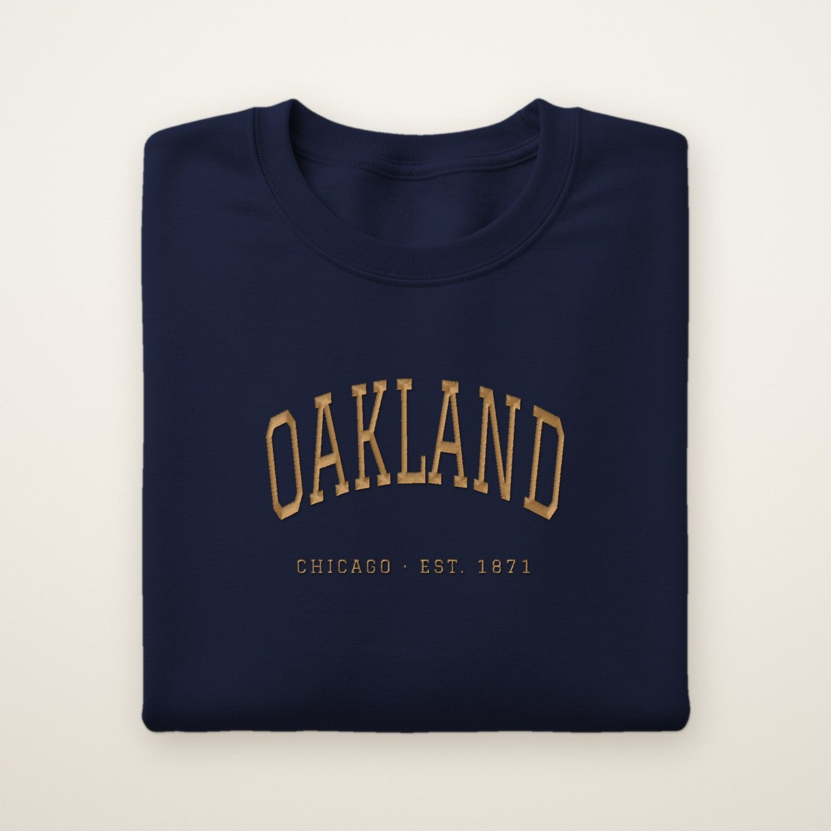 Oakland Chicago Embroidered Crewneck — Gold Thread