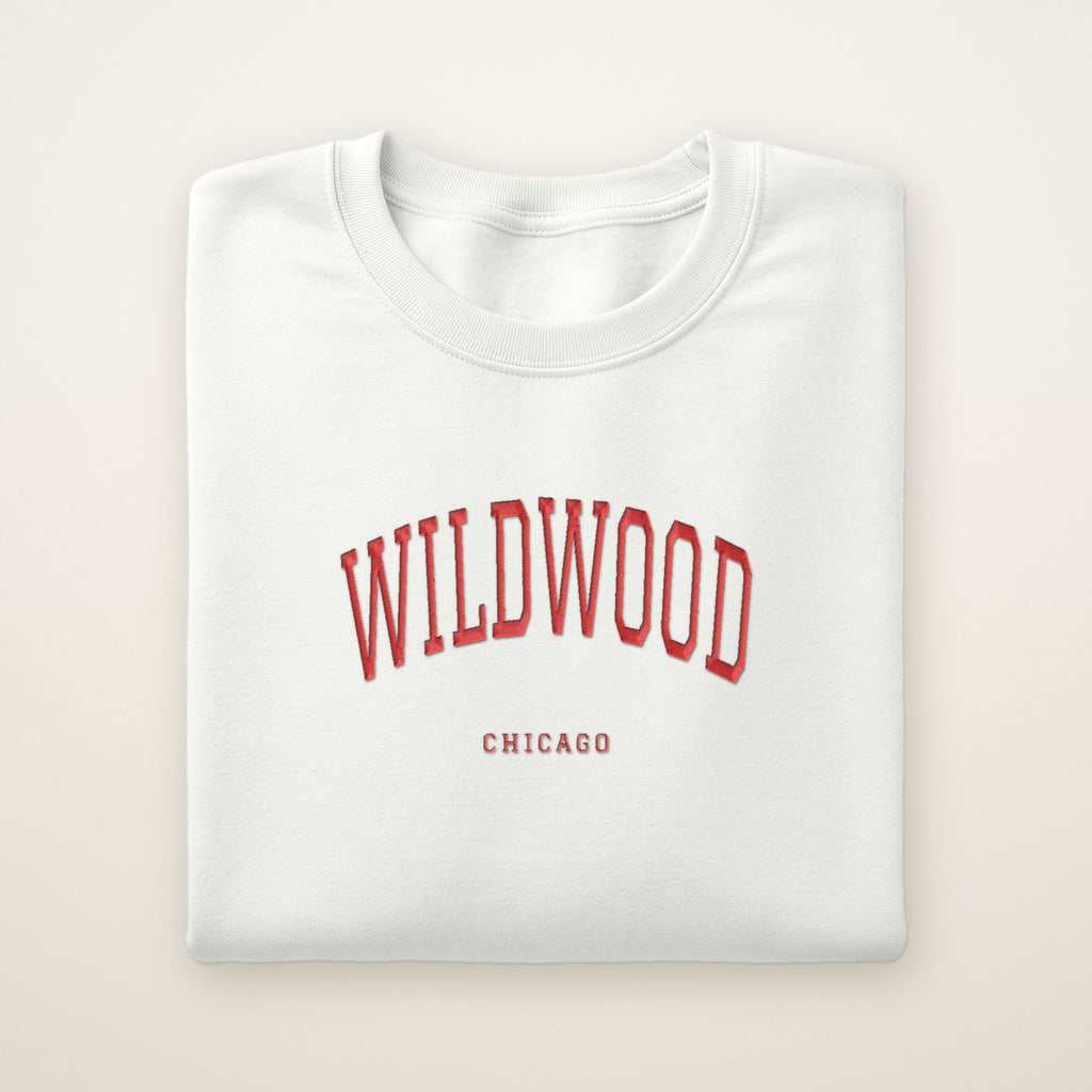Wildwood Chicago Embroidered Crewneck — Red Thread