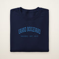 Grand Boulevard Chicago Embroidered Crewneck — Sky Blue Thread