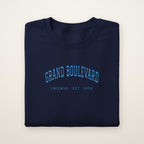 Grand Boulevard Chicago Embroidered Crewneck — Sky Blue Thread
