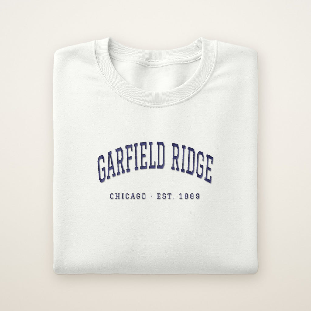 Garfield Ridge Chicago Embroidered Crewneck — Navy Thread