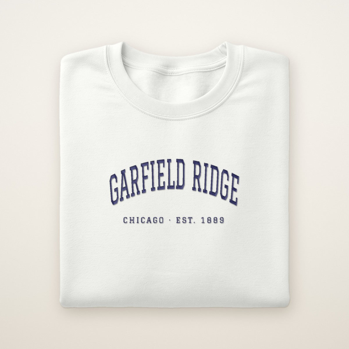Garfield Ridge Chicago Embroidered Crewneck — Navy Thread