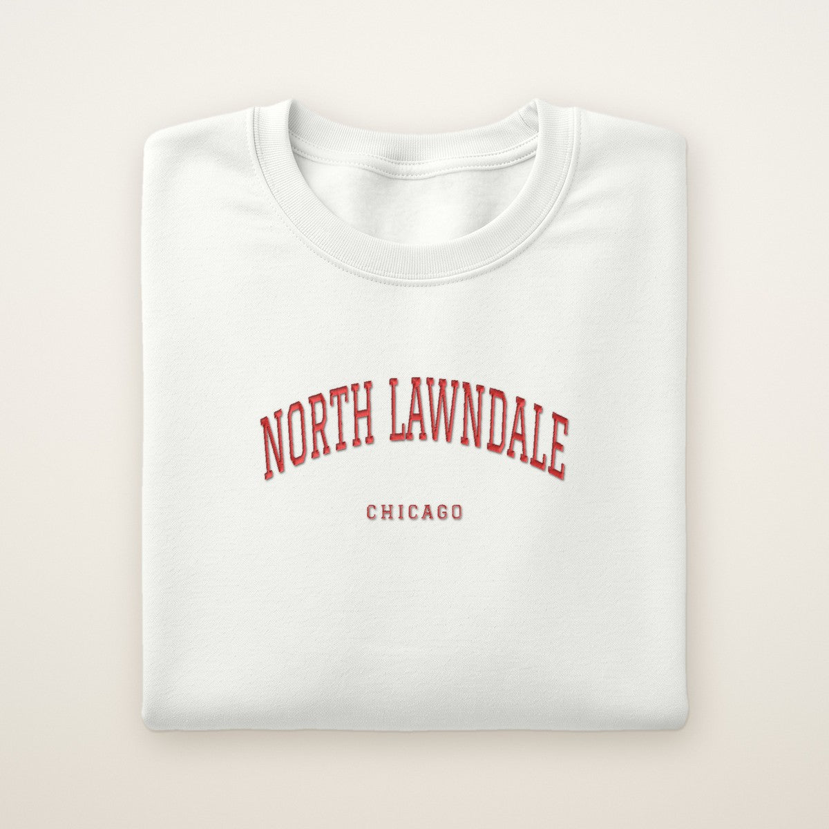 North Lawndale Chicago Embroidered Crewneck — Red Thread