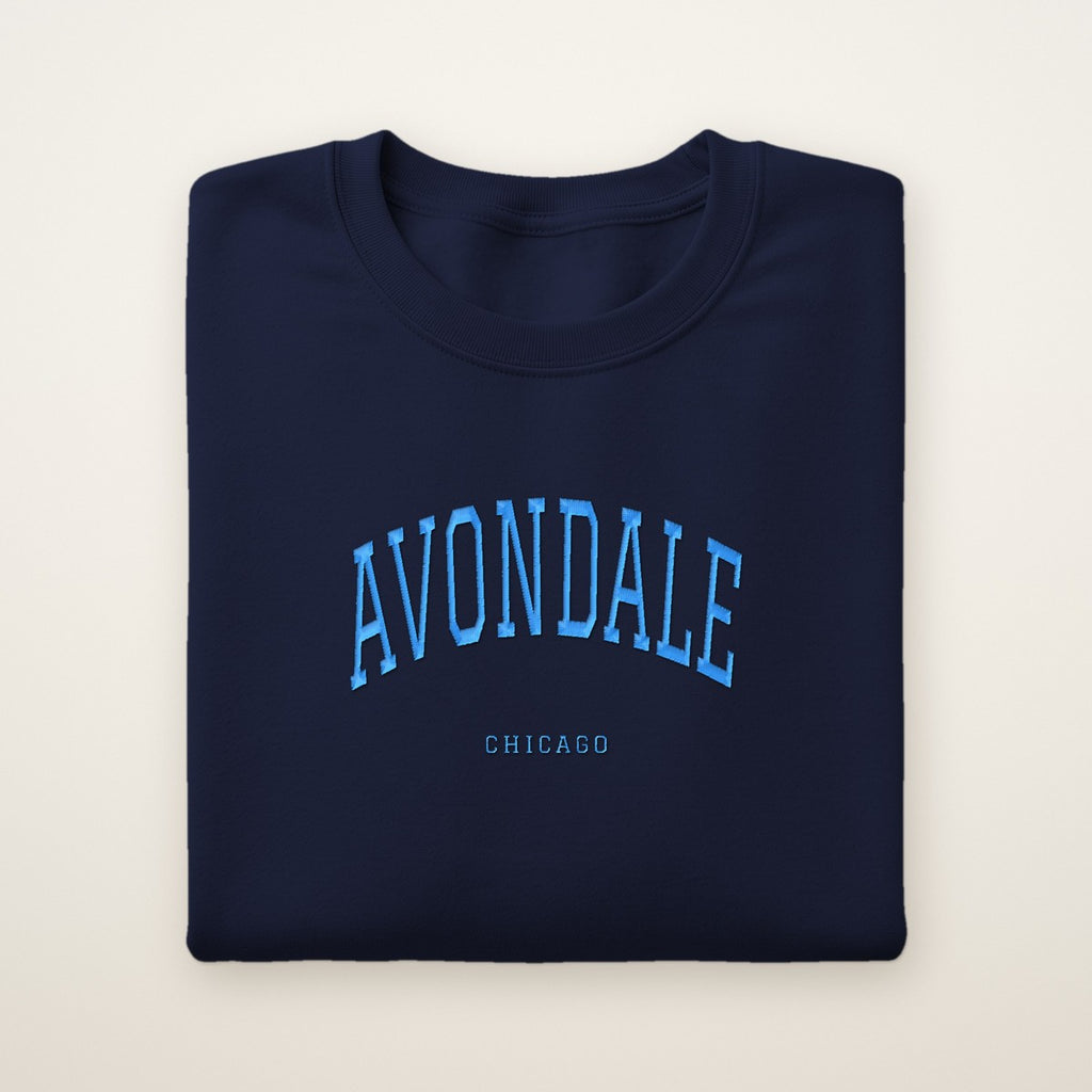 Avondale Chicago Embroidered Crewneck — Sky Blue Thread