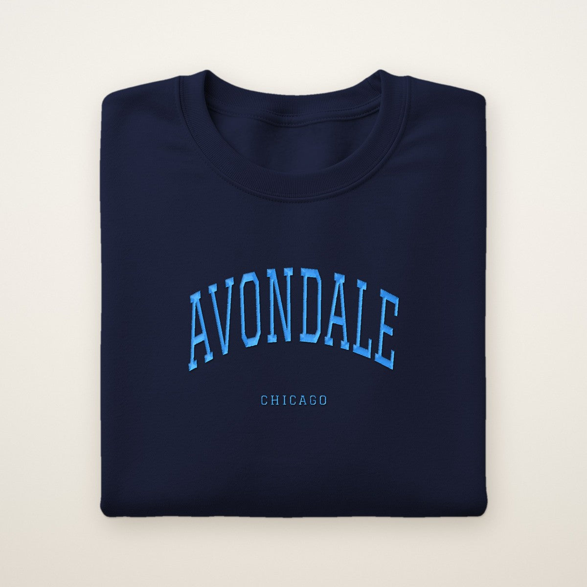 Avondale Chicago Embroidered Crewneck — Sky Blue Thread
