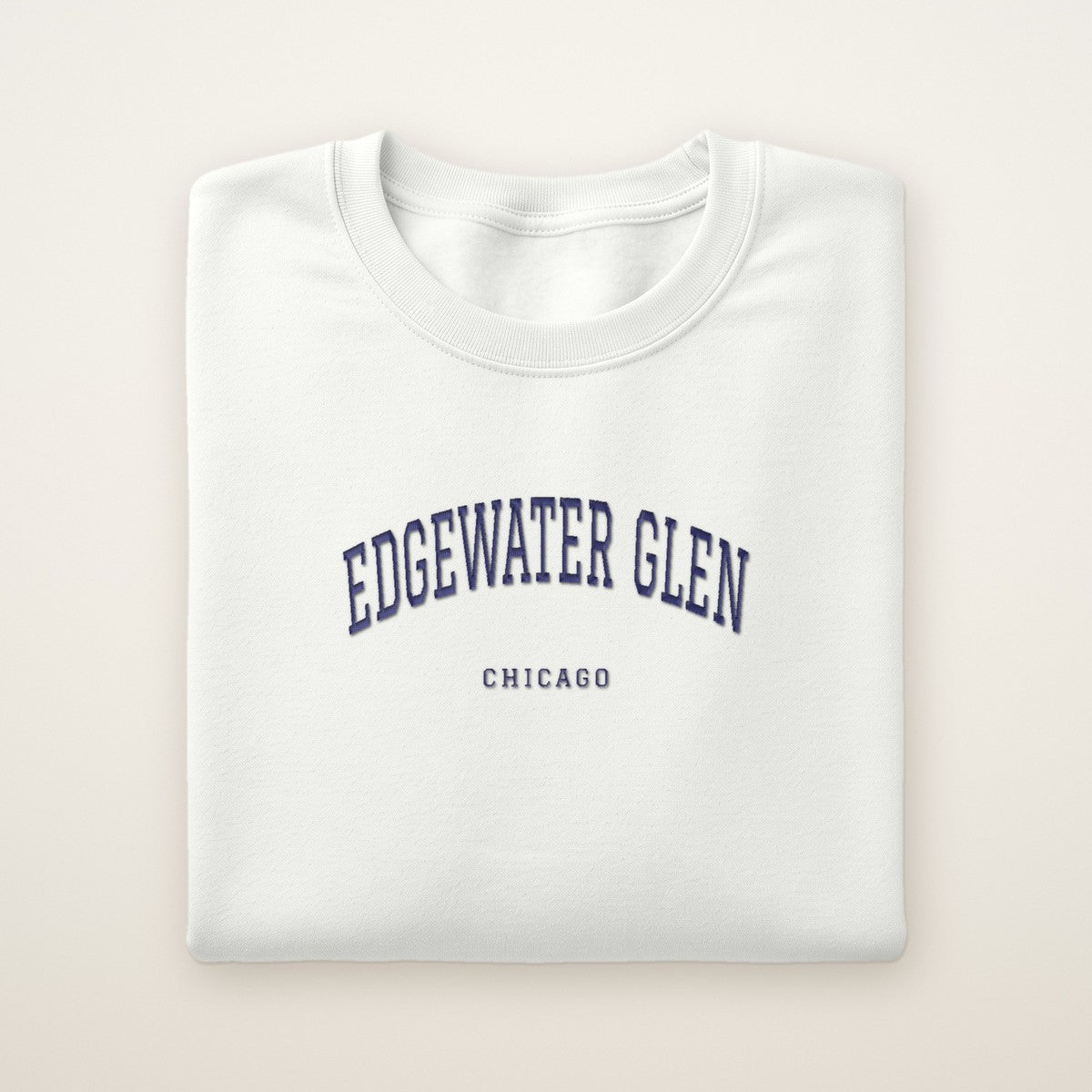 Edgewater Glen Chicago Embroidered Crewneck — Navy Thread