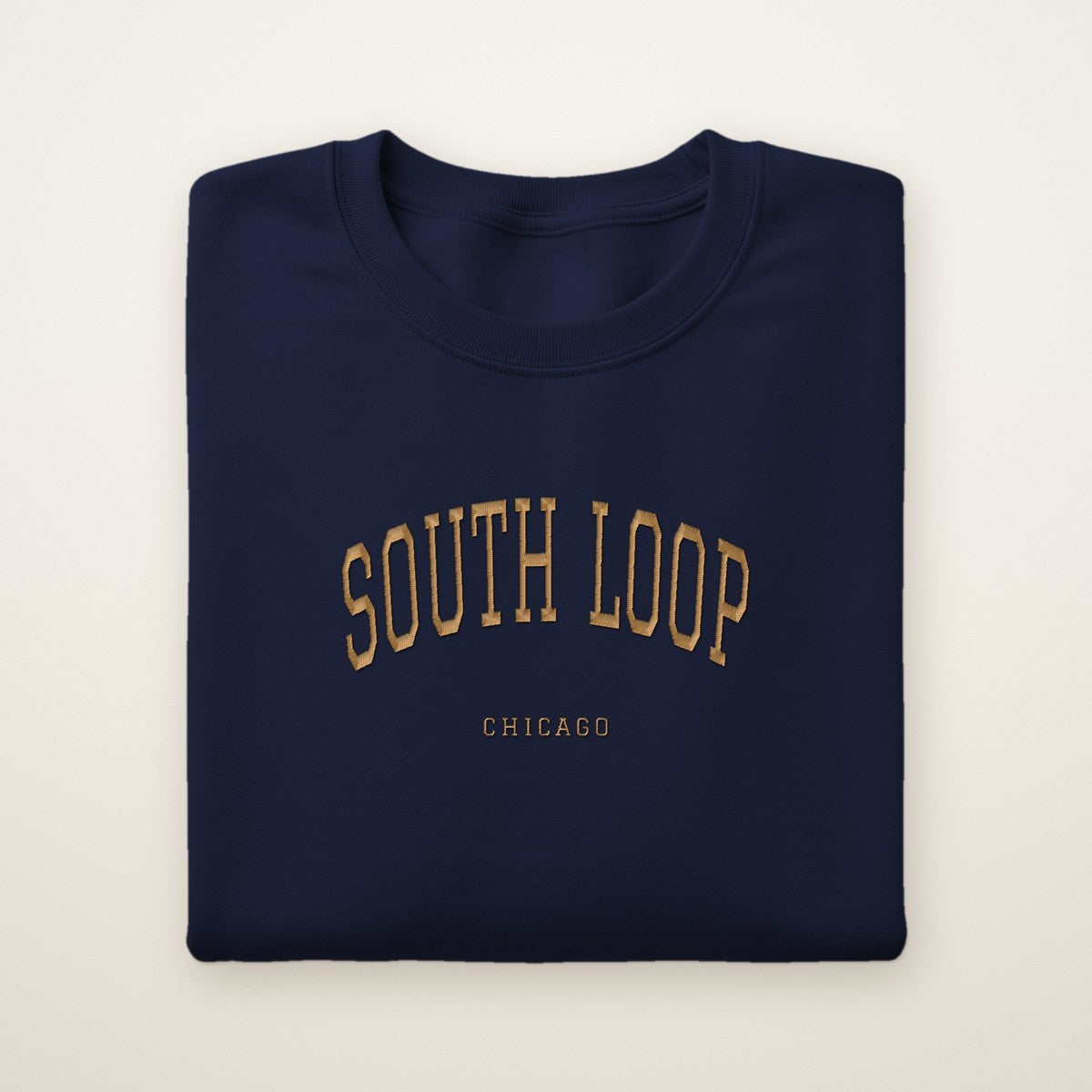 South Loop Chicago Embroidered Crewneck — Gold Thread
