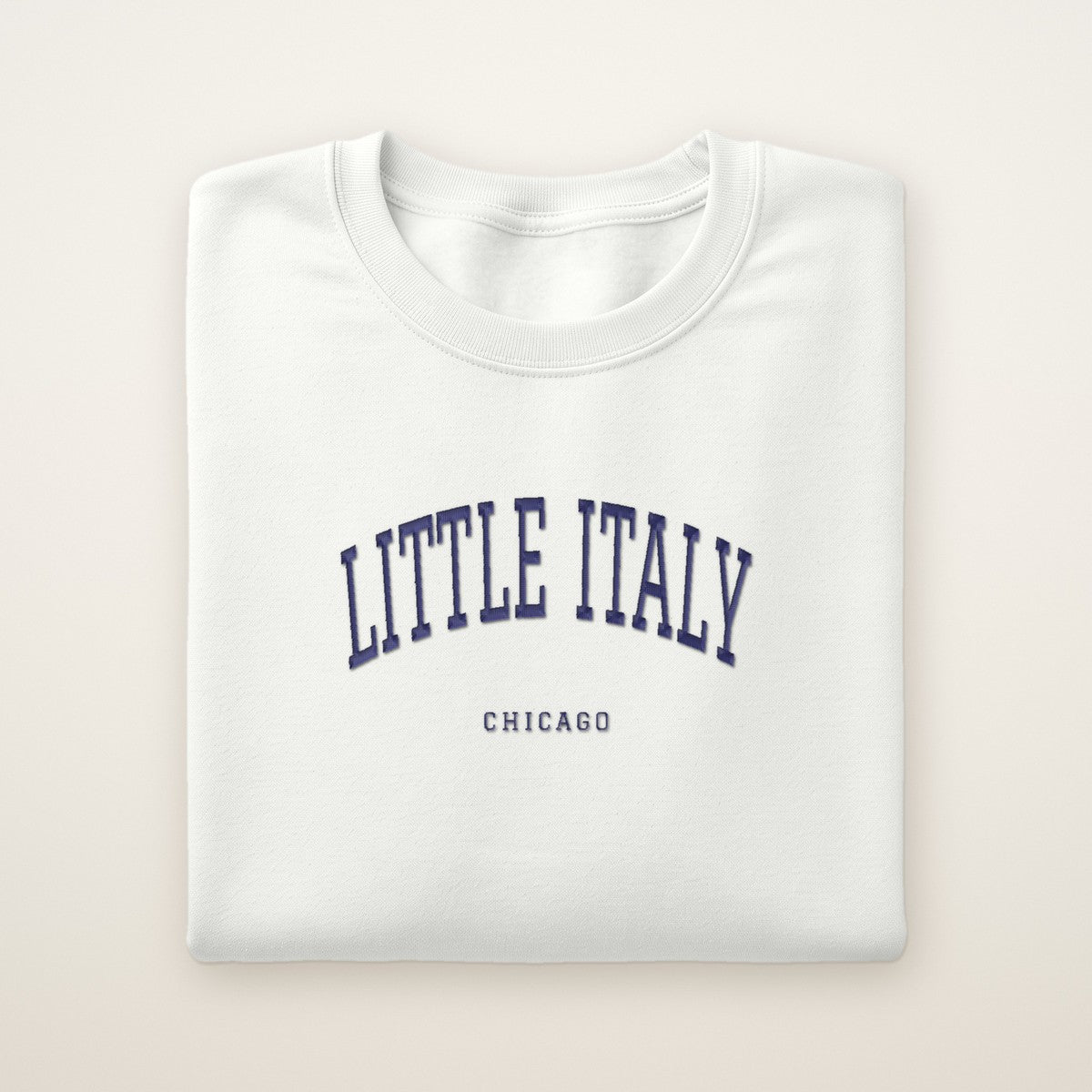Little Italy Chicago Embroidered Crewneck — Navy Thread