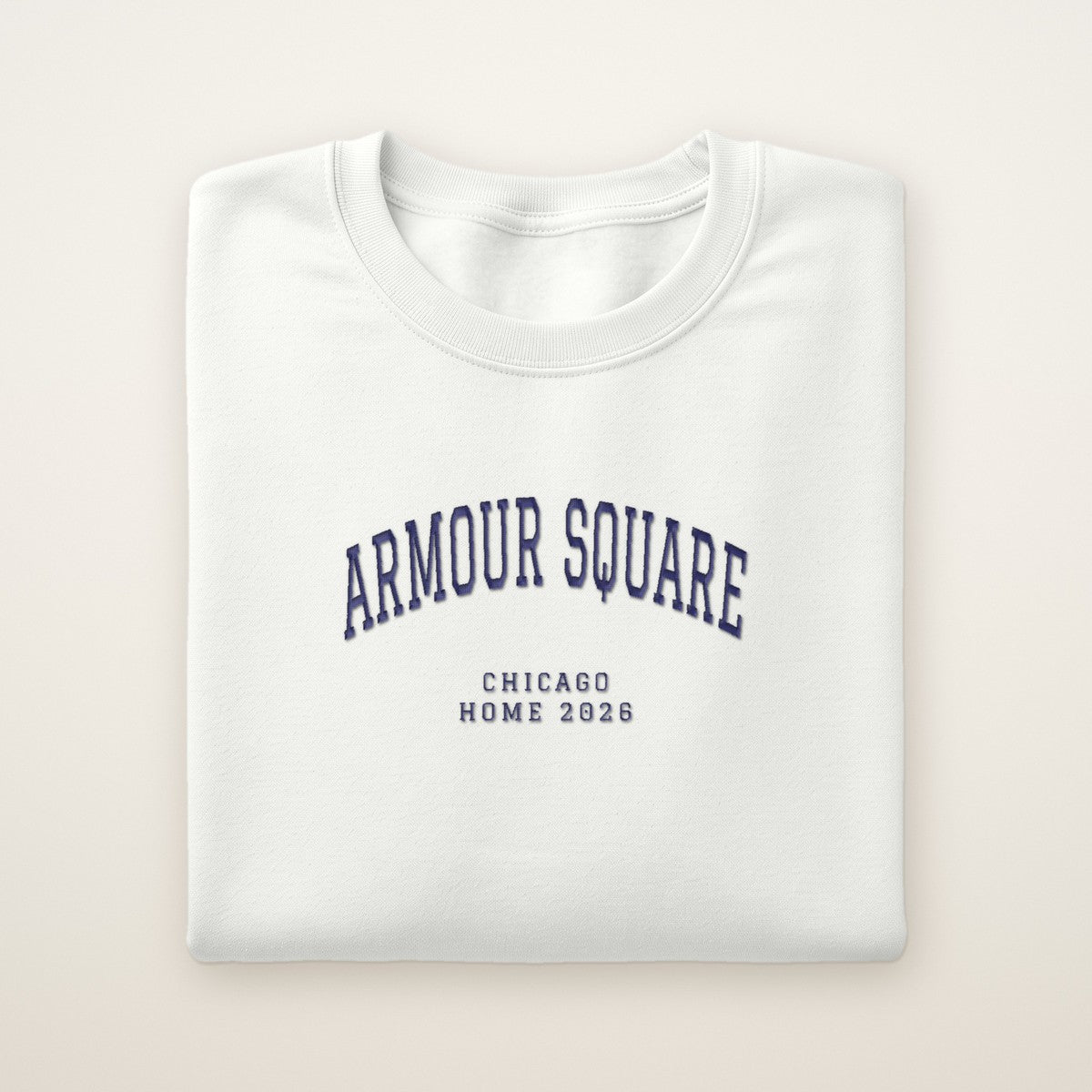 Armour Square Chicago Home 2026 Embroidered Crewneck — Navy Thread