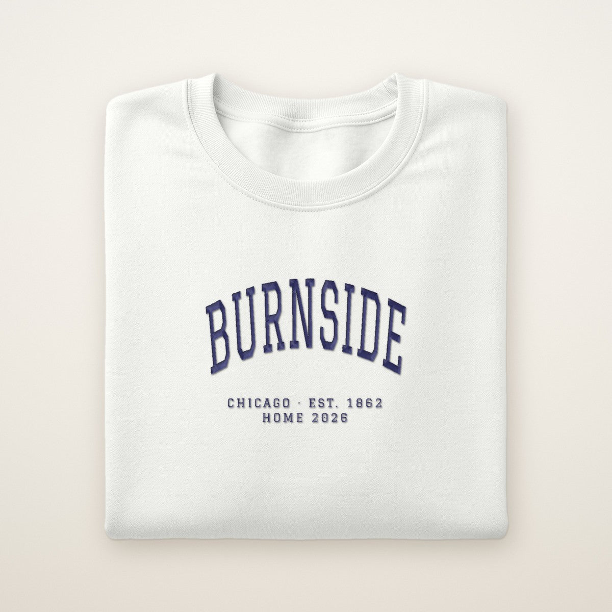 Burnside Chicago Home 2026 Embroidered Crewneck — Navy Thread