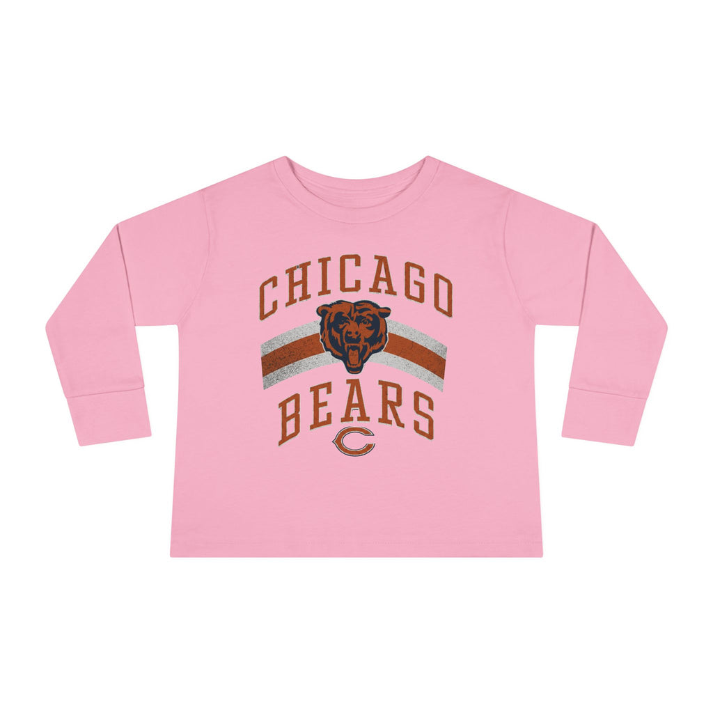 Vintage Chicago Bears toddler long-sleeve tee in pink, front view