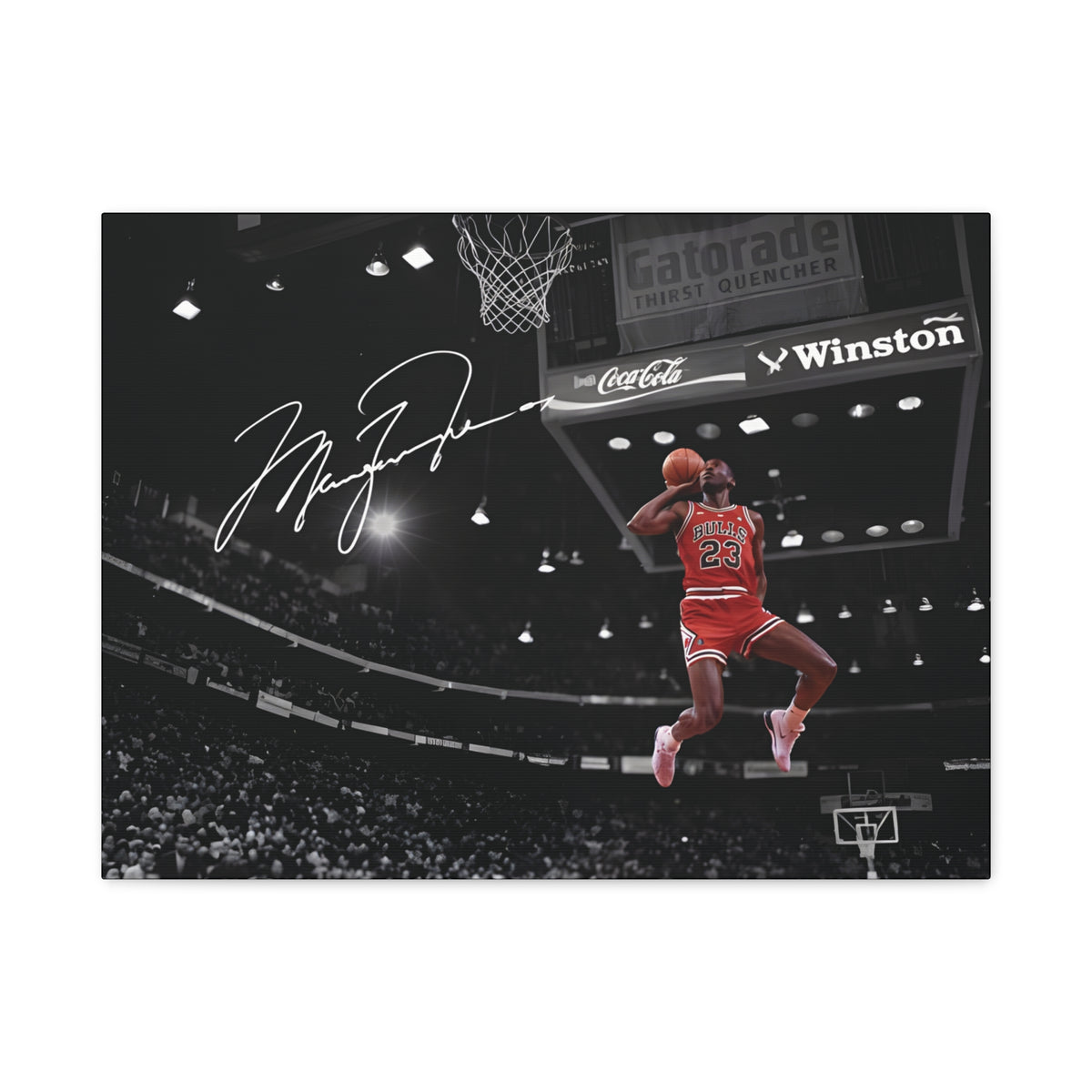 Michael Jordan slam dunk canvas wall art, front view