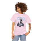 Woman wearing the Caleb Williams Iceman t-shirt in light pink