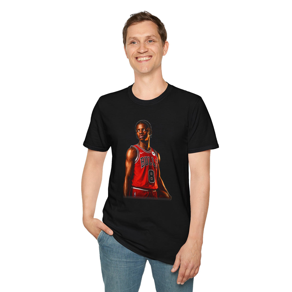 Man wearing the Caleb Wilson Chicago Bulls Tee in Black