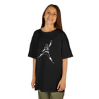 Girl wearing the Youth Caleb Williams Jump Man t-shirt in black