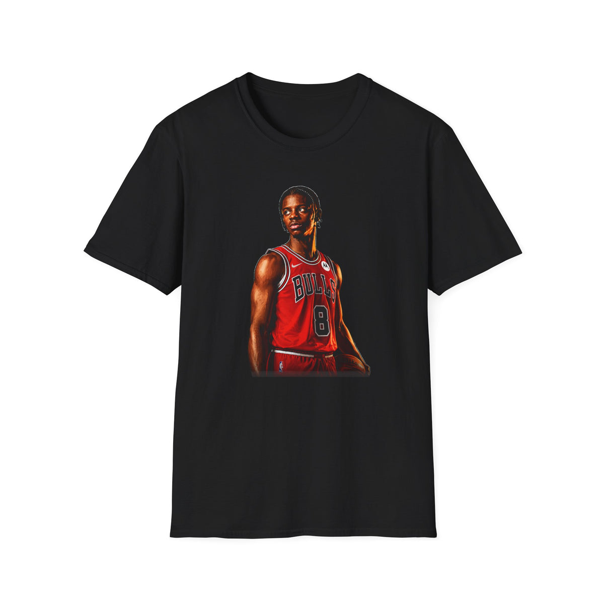 Caleb Wilson Chicago Bulls Tee in Black, front view