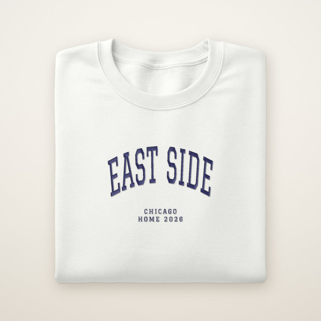 East Side Chicago Home 2026 Embroidered Crewneck — Navy Thread