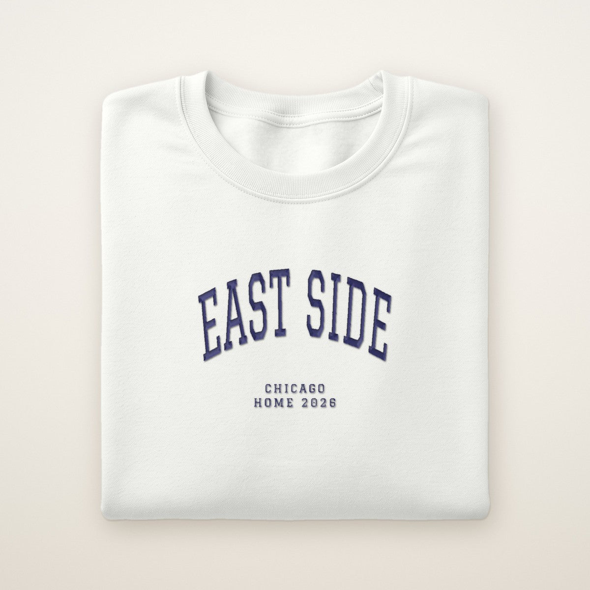 East Side Chicago Home 2026 Embroidered Crewneck — Navy Thread