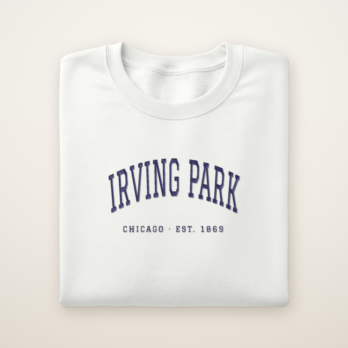 Irving Park Chicago Embroidered Crewneck — Navy Thread