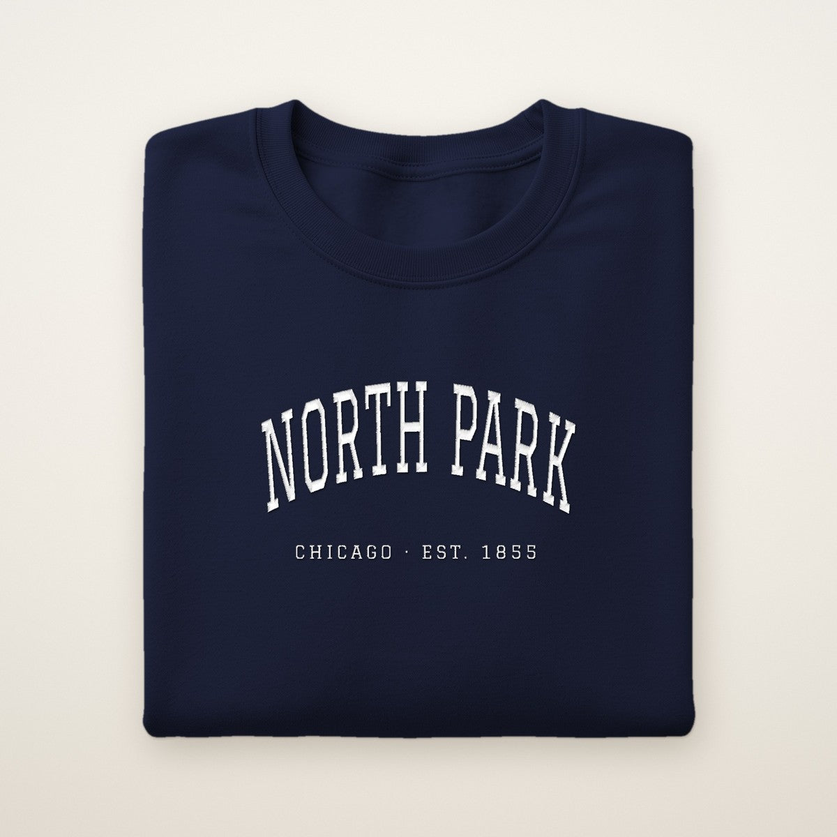 North Park Chicago Embroidered Crewneck — White Thread