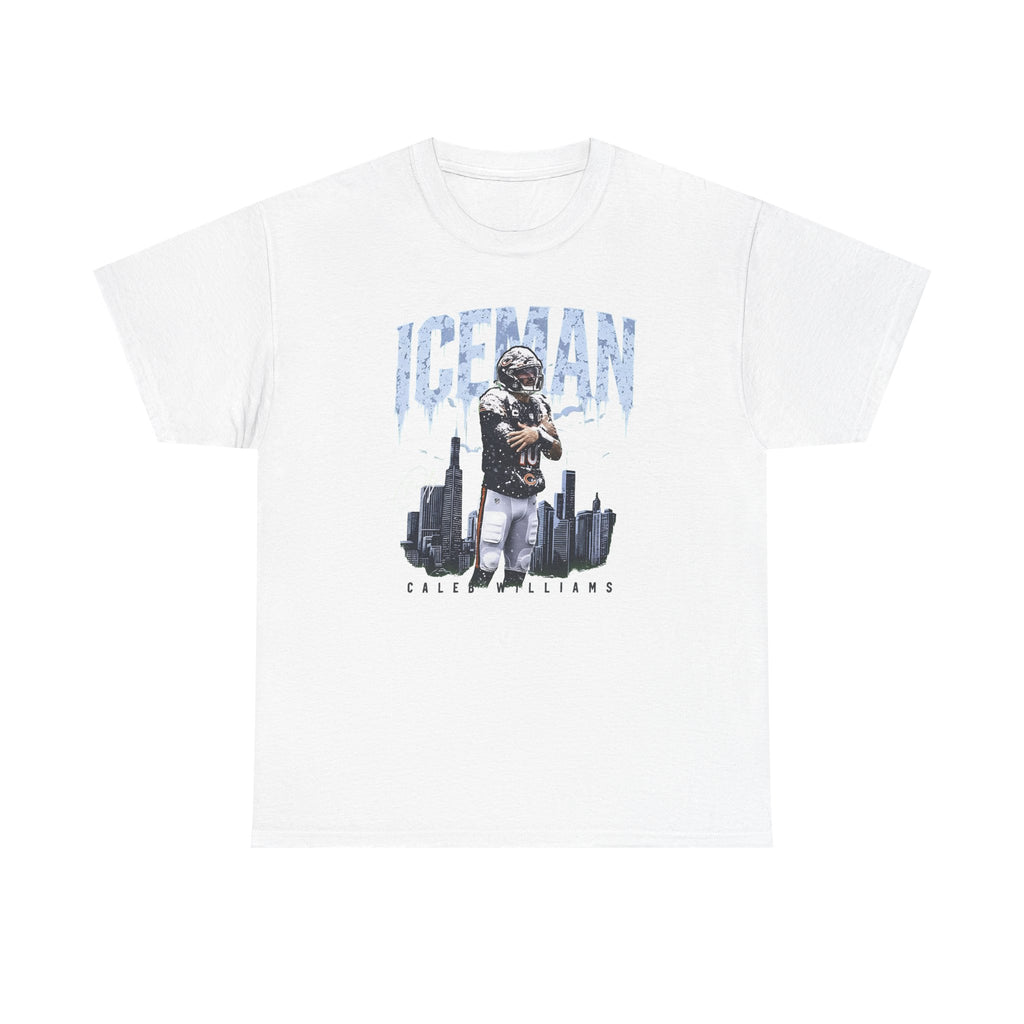 Caleb Williams Iceman t-shirt in white, front view