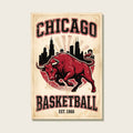 Chicago Basketball vintage bull canvas front view