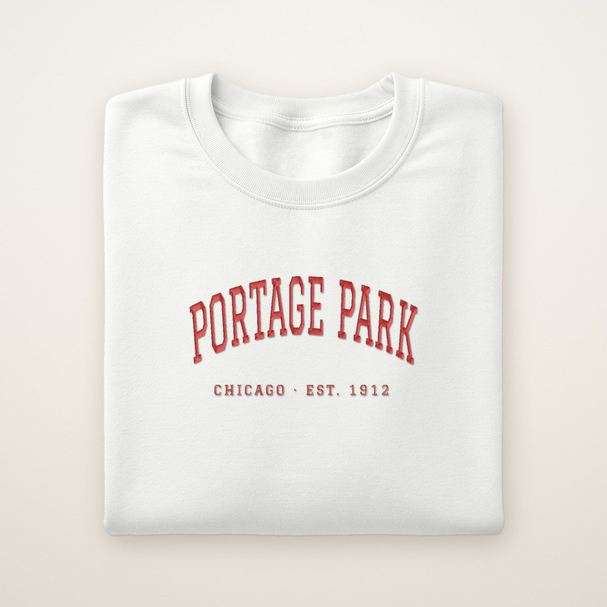 Portage Park Chicago Embroidered Crewneck — Red Thread