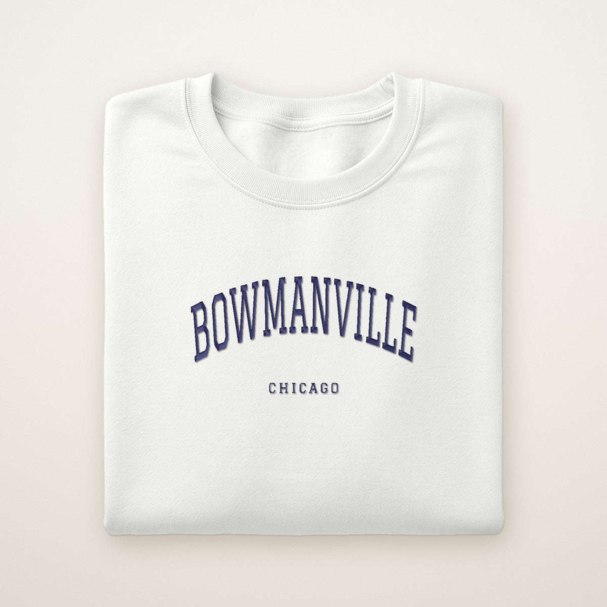 Bowmanville Chicago Embroidered Crewneck — Navy Thread