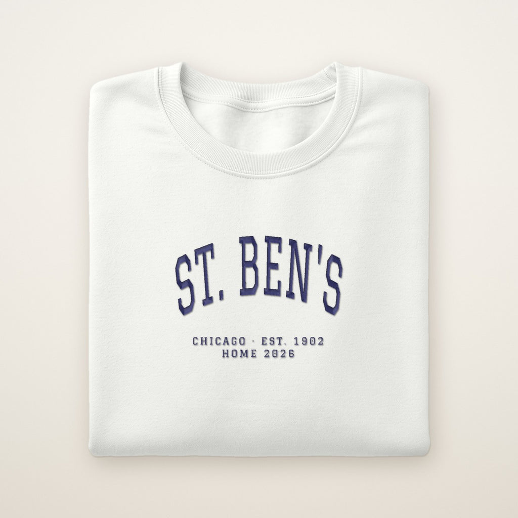 St. Ben's Chicago Home 2026 Embroidered Crewneck — Navy Thread