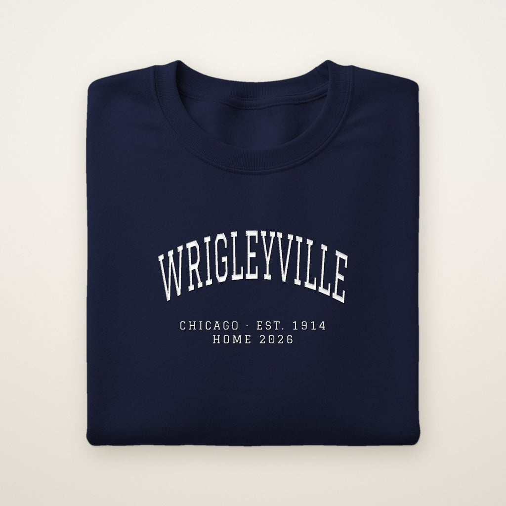 Wrigleyville Chicago Home 2026 Embroidered Crewneck — White Thread