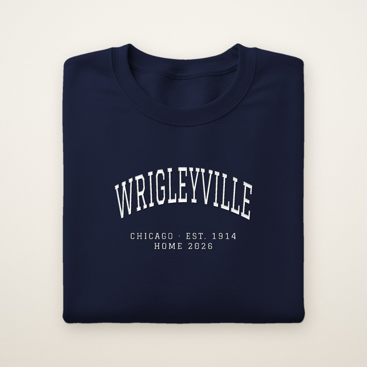 Wrigleyville Chicago Home 2026 Embroidered Crewneck — White Thread