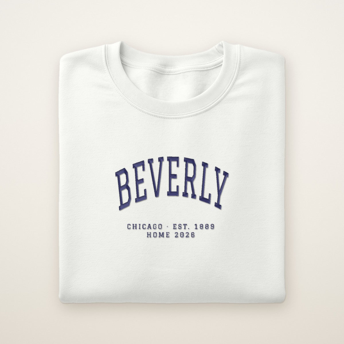 Beverly Chicago Home 2026 Embroidered Crewneck — Navy Thread