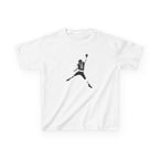 Youth Caleb Williams Jump Man t-shirt in white, front view