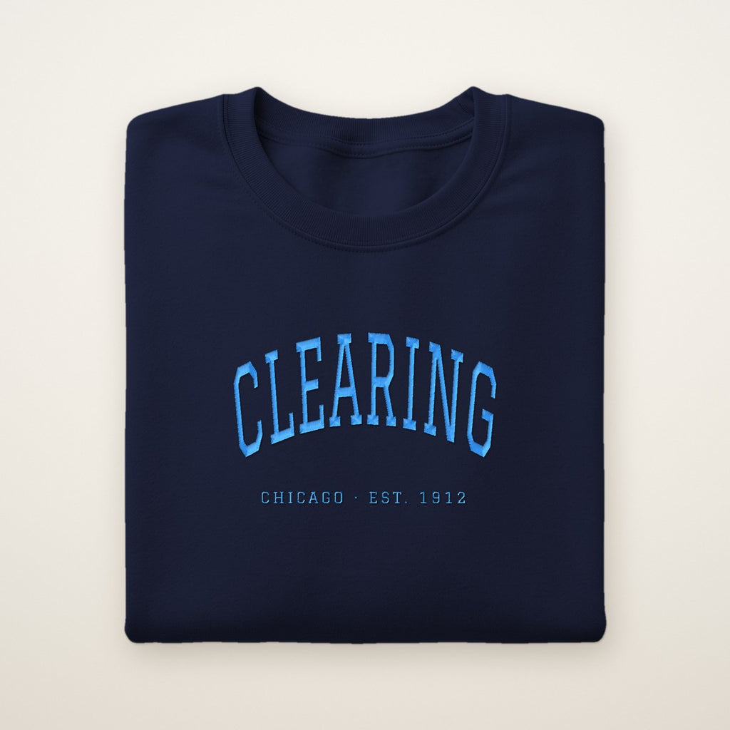 Clearing Chicago Embroidered Crewneck — Sky Blue Thread