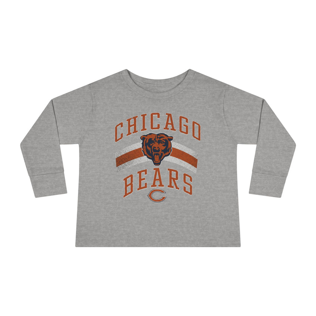 Vintage Chicago Bears toddler long-sleeve tee in heather grey, front view