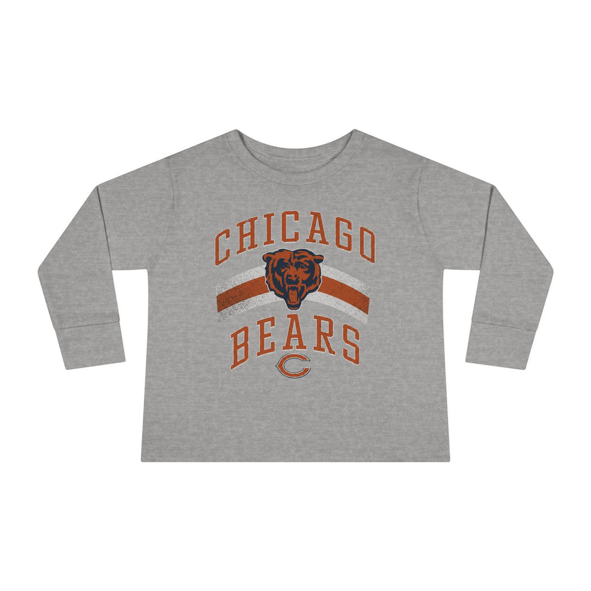 Vintage Chicago Bears toddler long-sleeve tee in heather grey, front view