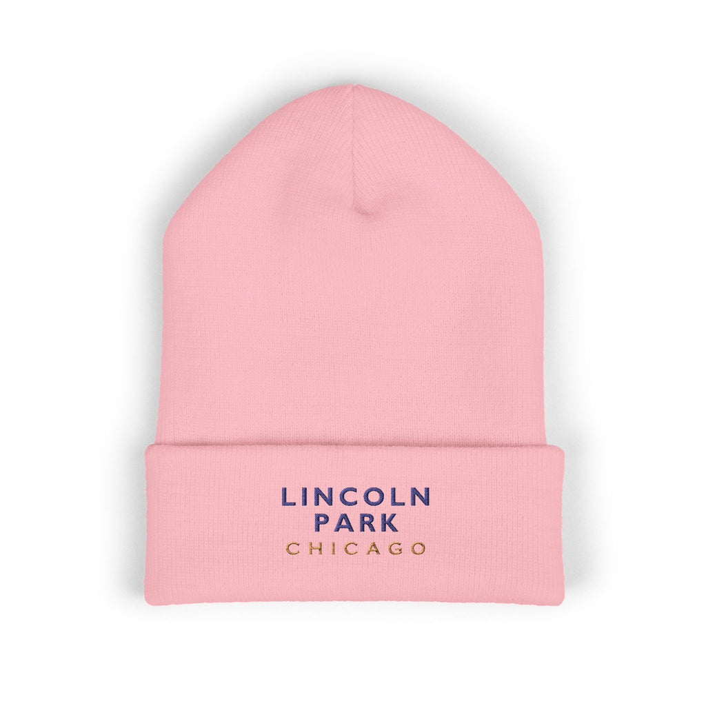 Lincoln Park Chicago Embroidered Cuffed Beanie, White