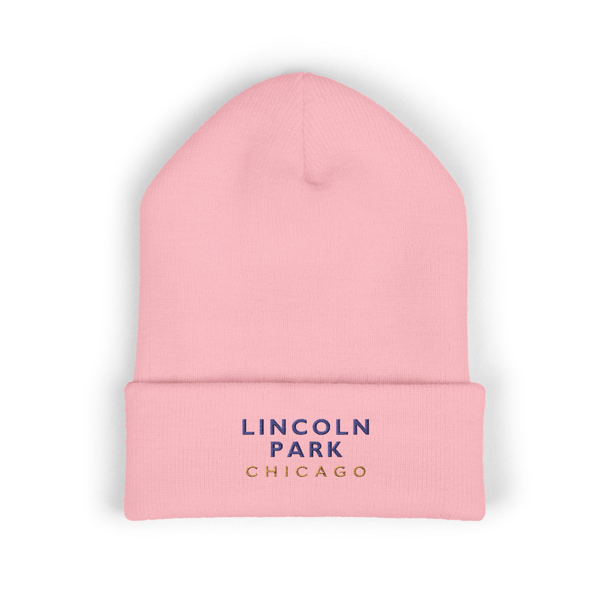 Lincoln Park Chicago Embroidered Cuffed Beanie, White
